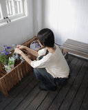 Podot Heart Punching Half-Sleeved Knit Cardigan