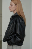 Overfit Curved Glow Leather Jacket