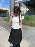 Eva Summer Cap Sleeve Lace Collar Blouse