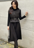Jewel Vest Combi Pleated One Piece Set (Belt Set)