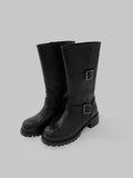 1132 Fold Buckle Middle Boots (4 cm)