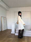 [MADE] Flute Ribbon Strap Punching Waves Knit One Piece