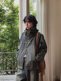 Deep L Washing Beige Hood Denim Jacket