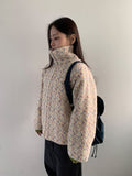 Tumbab Wool Collar Quilted Fleece Jumper