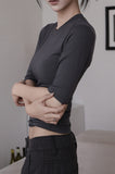 [EEUN BASIC] Chewing Three Quarter Slim T