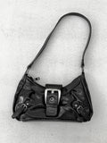 Buckle Leather Motor Shoulder Bag