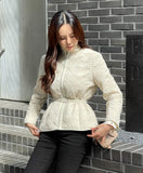 Robel High Neck Quilting Half Lightweight Padding Zip-Up Jacket (Belt Set)