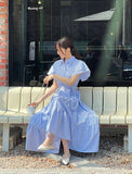 Mary Frill Stripe Shirt Long One Piece
