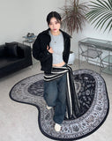 Pad snap button denim pants