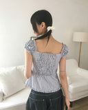 Rumble Stripe Button Sleeveless Blouse
