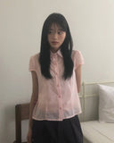 Trang Stripe See-through Short Sleeve Shirt