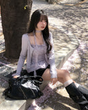 Bay Ruffle Check Cardigan Set