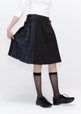 Side bow pleats midi skirt