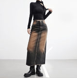 caro slit denim skirt