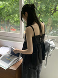 Pocon Shirring Ribbon String Corset Sleeveless Blouse