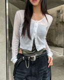 Summer Snap Button See-through Crop Cardigan