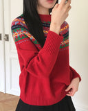 Pommel Nordic Loose Fit Round Knit