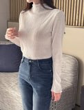Devin Half-Neck Frill Pleated T-Blouse