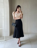 Missing Heart Neck Puff Span T-Blouse