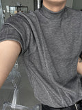 Cut line mock neck short sleeve T-shirt