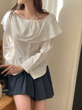 Weron off-shoulder frill blouse