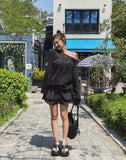 Dewey stripe off-shoulder long sleeves