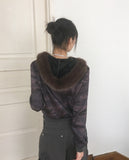 [Brushed Lining] Racquel Camo Military Fur Two-Way Hood Zip-Up