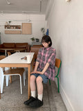 [unisex] Kidou Check Short Sleeve Over Shirt