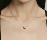 Etrev Silver Duet Love Necklace