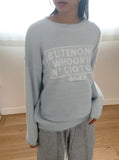 Butter roll lettering overfit crop long sleeve knit