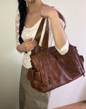Griffin Leather Multi-Pocket Shoulder Bag