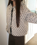 Bor Dot Hood Fleece Fluffy Overfit Jumper