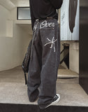 Carry Of Back Lettering Denim Pants