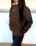 Peoen High Neck Fur Suede Jacket