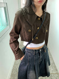 Peep Y2K String Button Collar Short Jacket