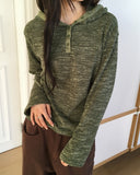 Zeke Stripe Bokashi Button Color Matching Hood T-shirt