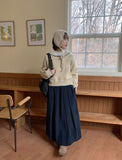 Debenny Banding Corduroy Pintuck Long Skirt