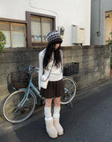 Linu Ribbed Neck Polar Knit Long Sleeve T-shirt