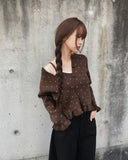 Kura Dot Sleeveless Frill Cardigan Set