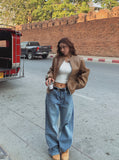 Trackline wide denim pants