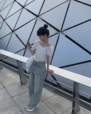 Chewy Washed Denim Wide Pants