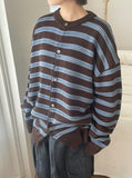 [unisex] Horiring Punching Stripe Over Cardigan