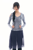 Teen open shoulder shirring hood top