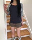 Wheat Roll-up Three Quarter T-shirt