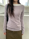 Copit Stripe Knit Long Sleeve Tee