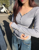 Premier Button V-Neck Long Sleeve