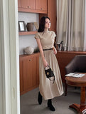 Shua Back Button Repeat Flare Knit One Piece (Belt set)