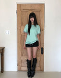 [Unisex] Robon Color Matching Roll-up Short Sleeve T-shirt