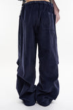 Smooth corduroy pintuck wide pants