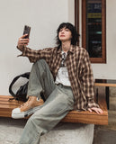 Dino loose fit check shirt